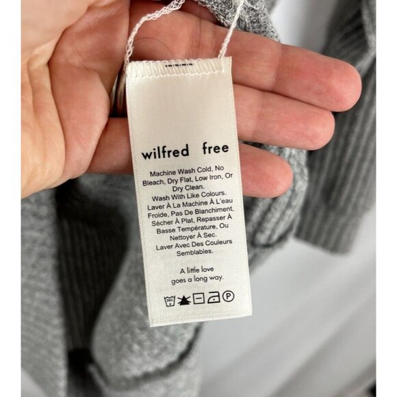 Aritzia Wilfred Free Grey Longlength Sweater Women's Size XXS V-Neck Cozy Fall - Picture 4 of 10